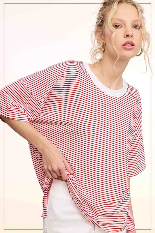 Red Basic Striped Shirt
