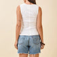 White Ribbed Henley Tank