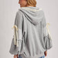 Lace-Trimmed Balloon Sleeve Zip Hoodie
