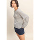 Striped Raglan Long Sleeve Top I Cream/Black