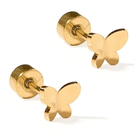 Screwback Stud Earrings - Butterfly Gold