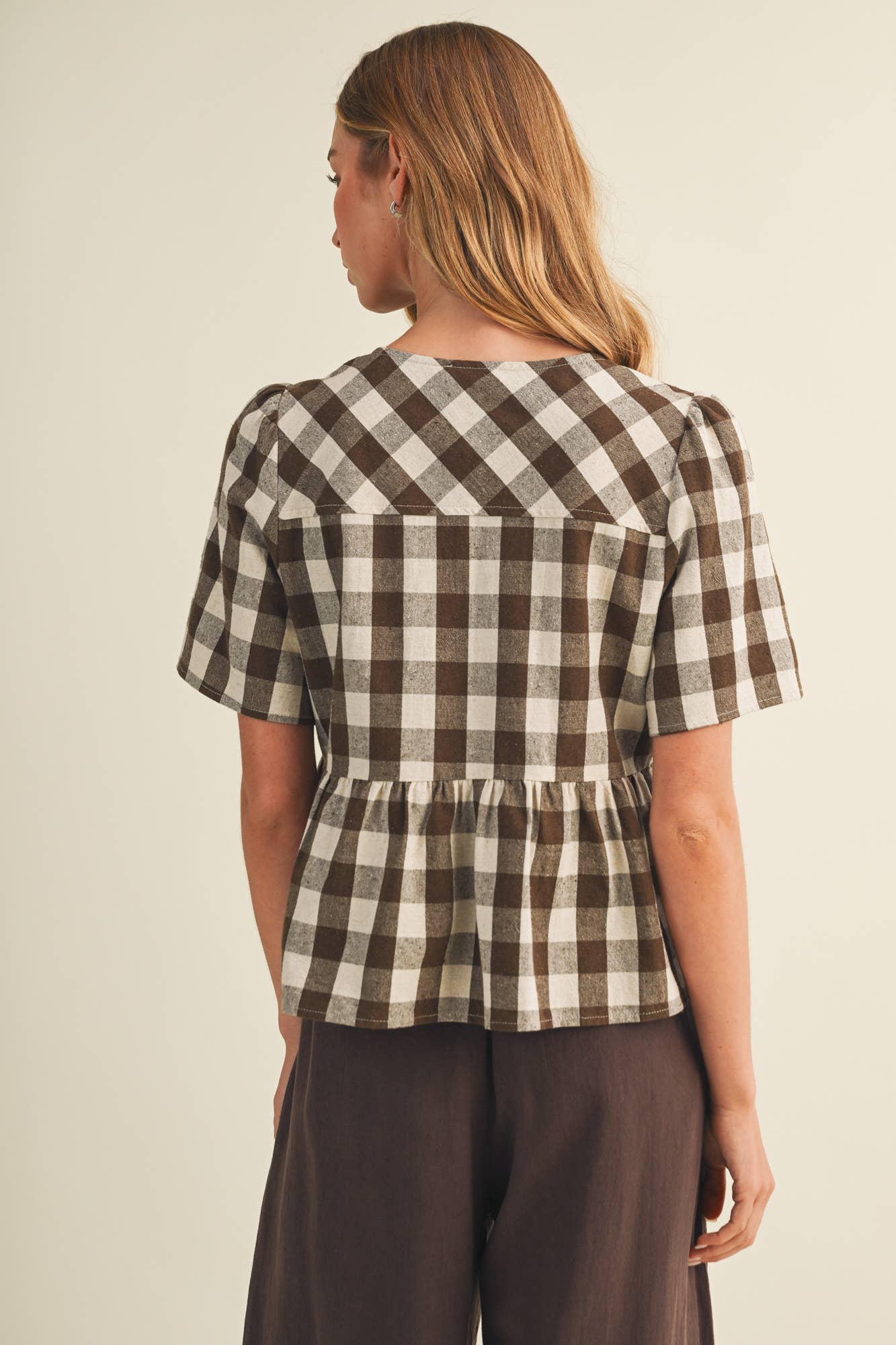 Gingham Peplum Blouse