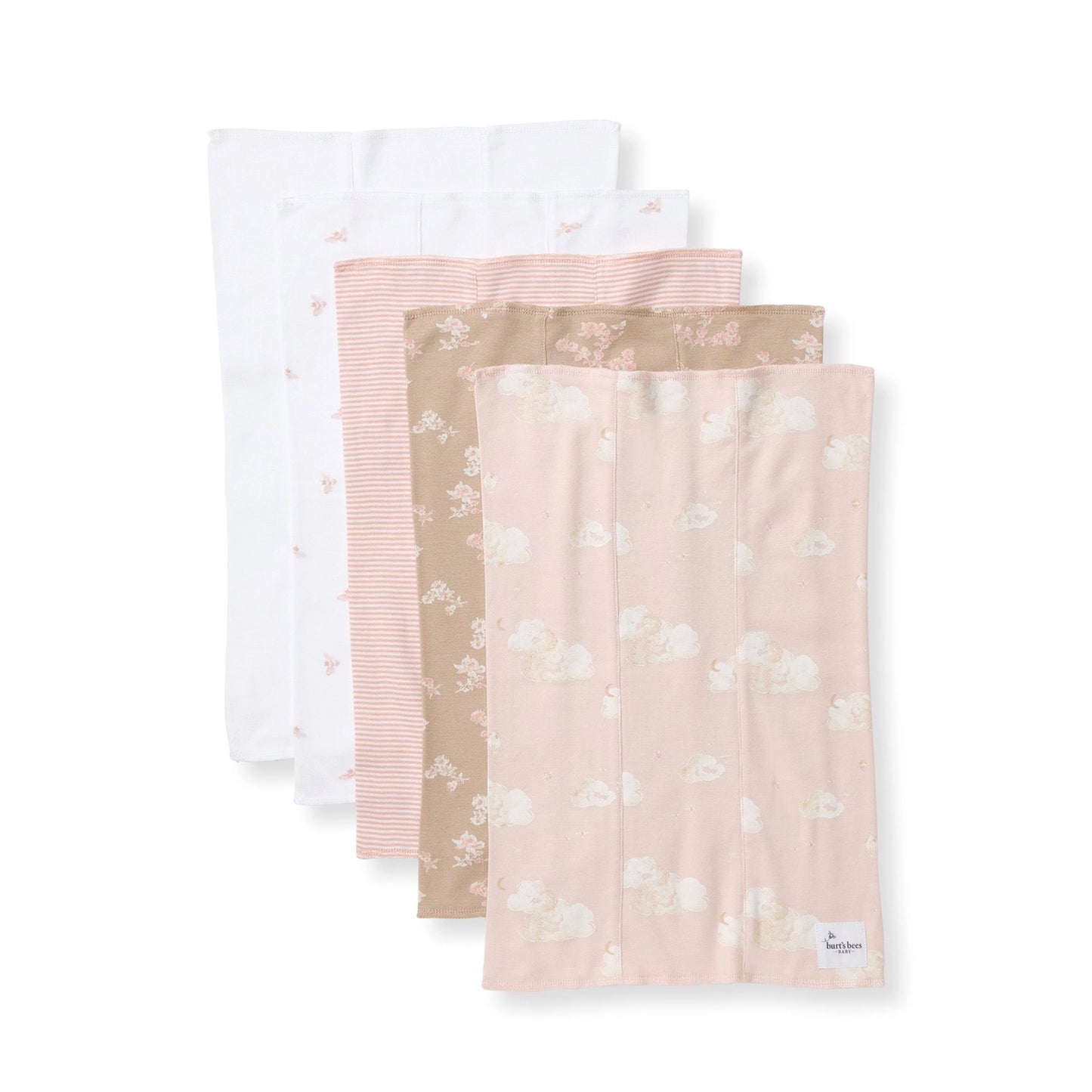 Set of 5 Whimsical Floral Burp Cloths