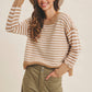 Navy Mixed Knit Stripe Pullover