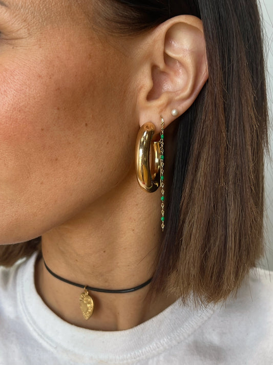 Green Portia Threader Earrings