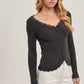 Lace Trim Knit Cardigan Top