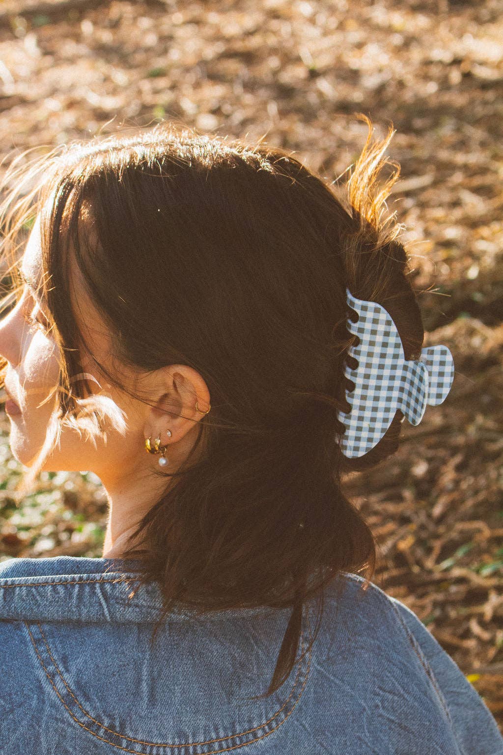 Gingham Claw Clip: Red