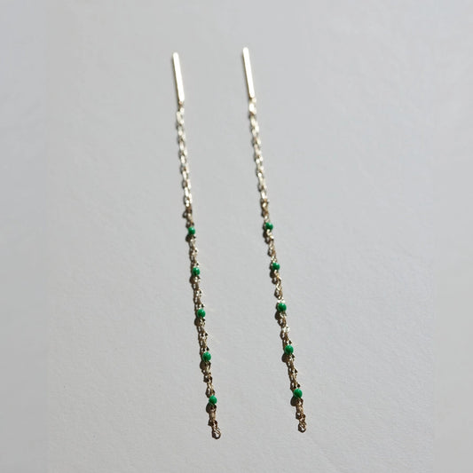 Green Portia Threader Earrings