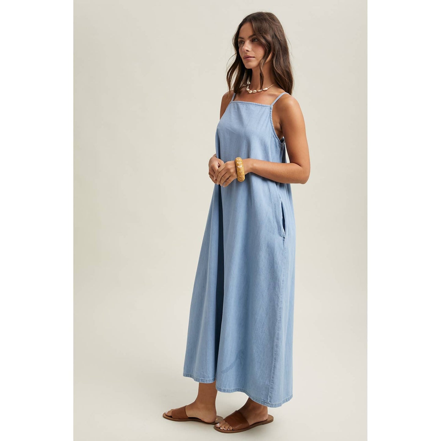 Denim Chambray Maxi Dress
