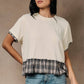 Contrast Plaid Peplum Top
