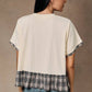 Contrast Plaid Peplum Top