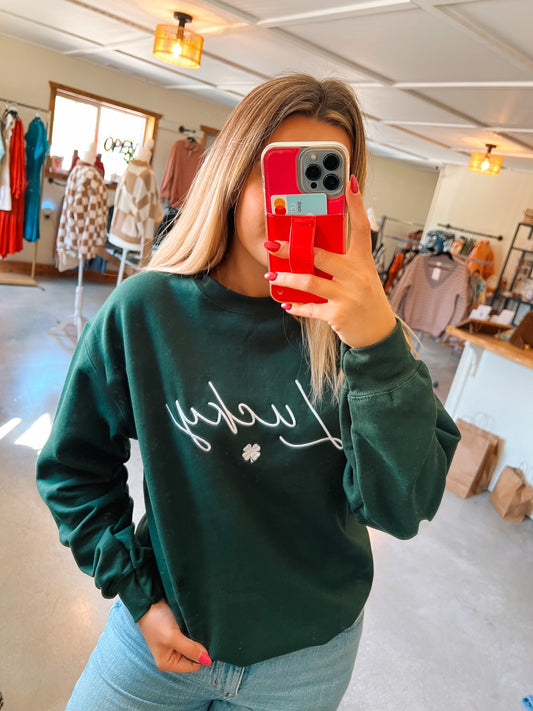 Lucky Embroidered Crewneck