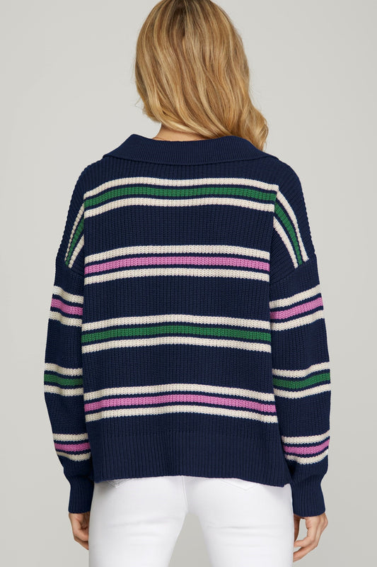 Collared Striped Sweater