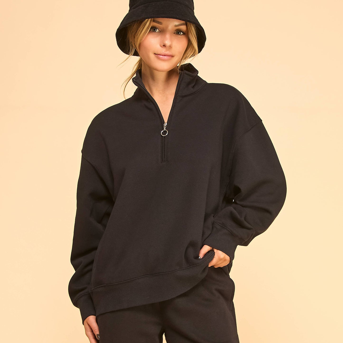 Mock Neck Sweatshirt I Pink