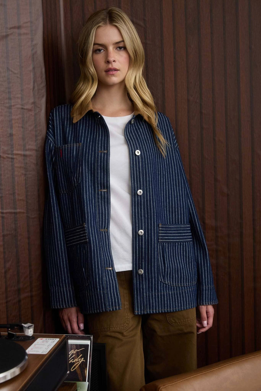 Indigo Pinstripe Denim Shacket
