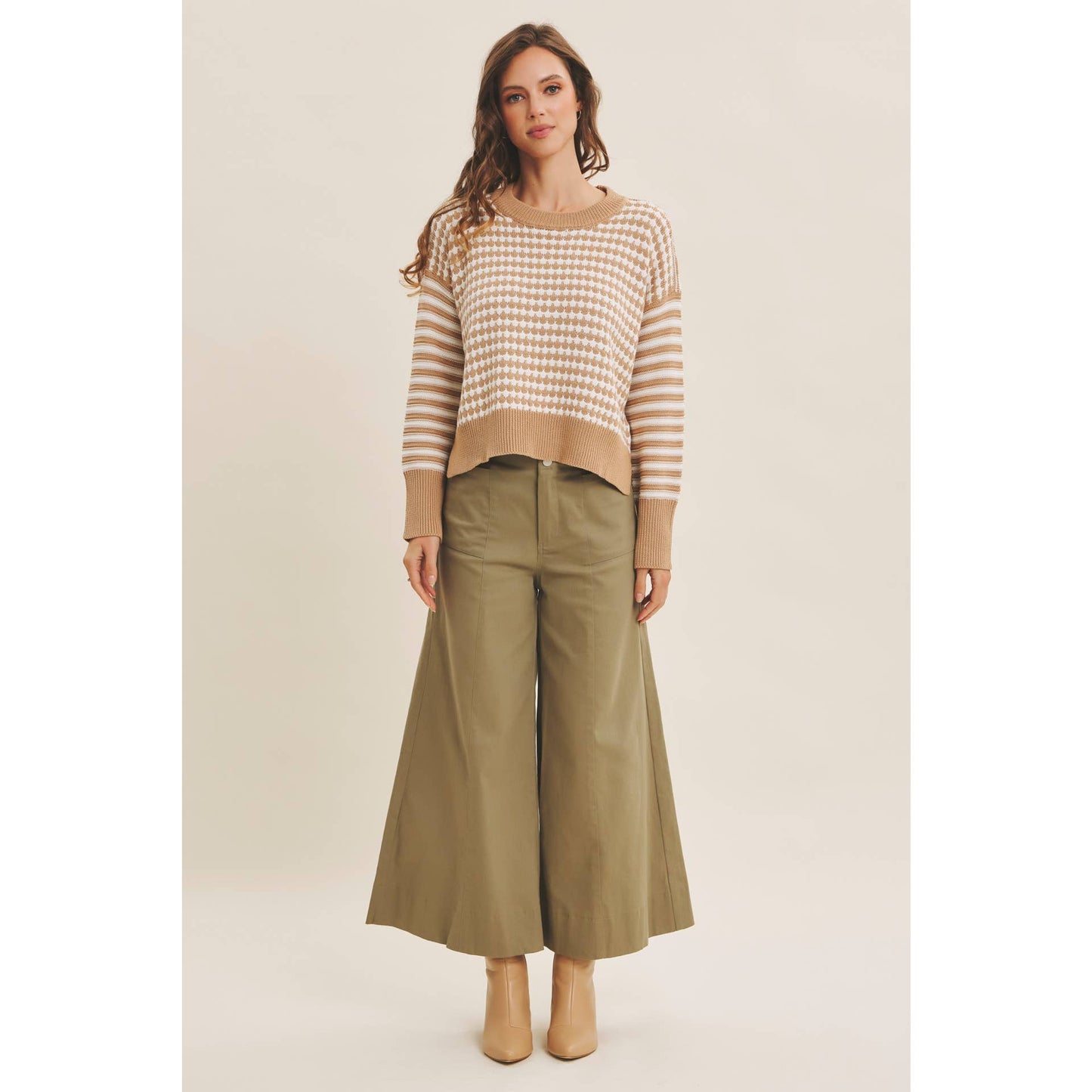 Navy Mixed Knit Stripe Pullover