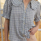 Ruffle Collar Gingham Blouse