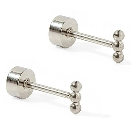 Screwback Stud Earrings - Micro Tally Silver