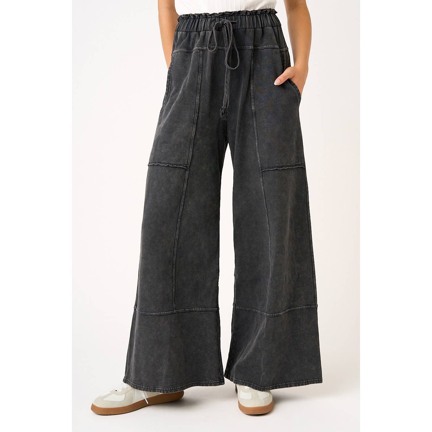 Mineral Wash Seam Detail Pants I Peri Blue