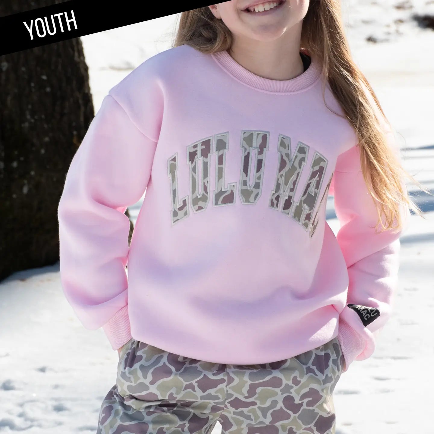 Youth Pink Camo Crew