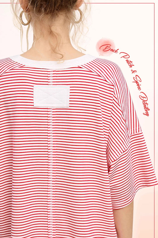 Red Basic Striped Shirt
