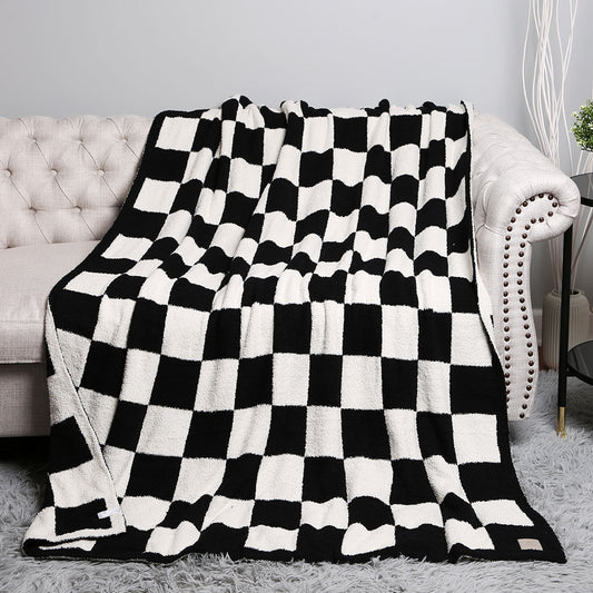 Checkered Throw Blanket - Black