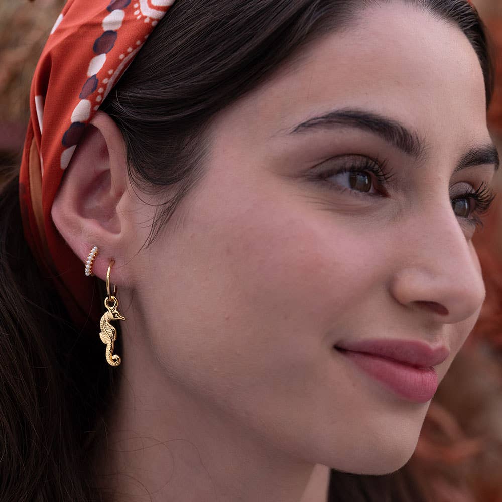 Pearl Huggie Hoops