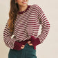 Navy Mixed Knit Stripe Pullover