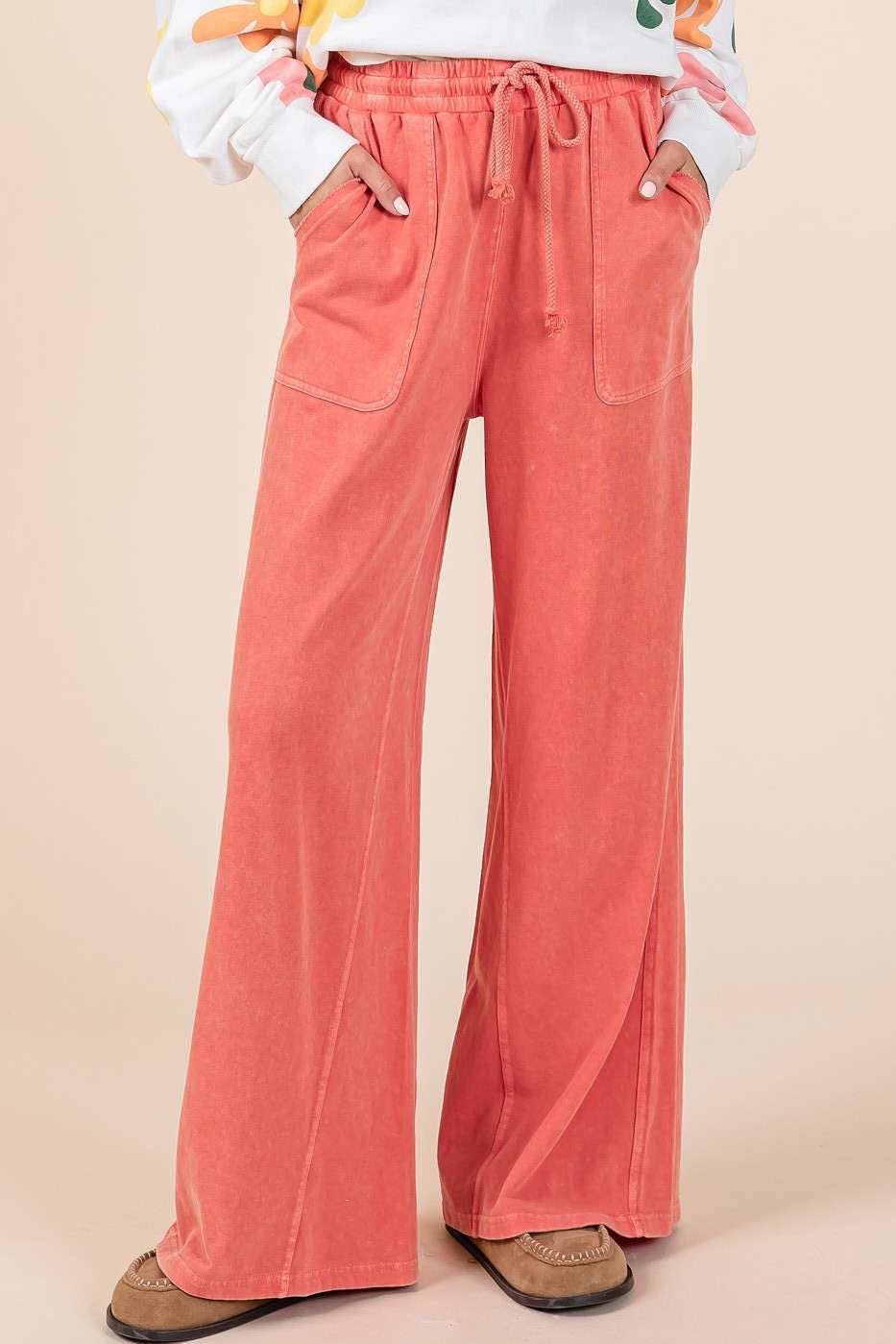 French Terry Wide Leg Pants I Blue