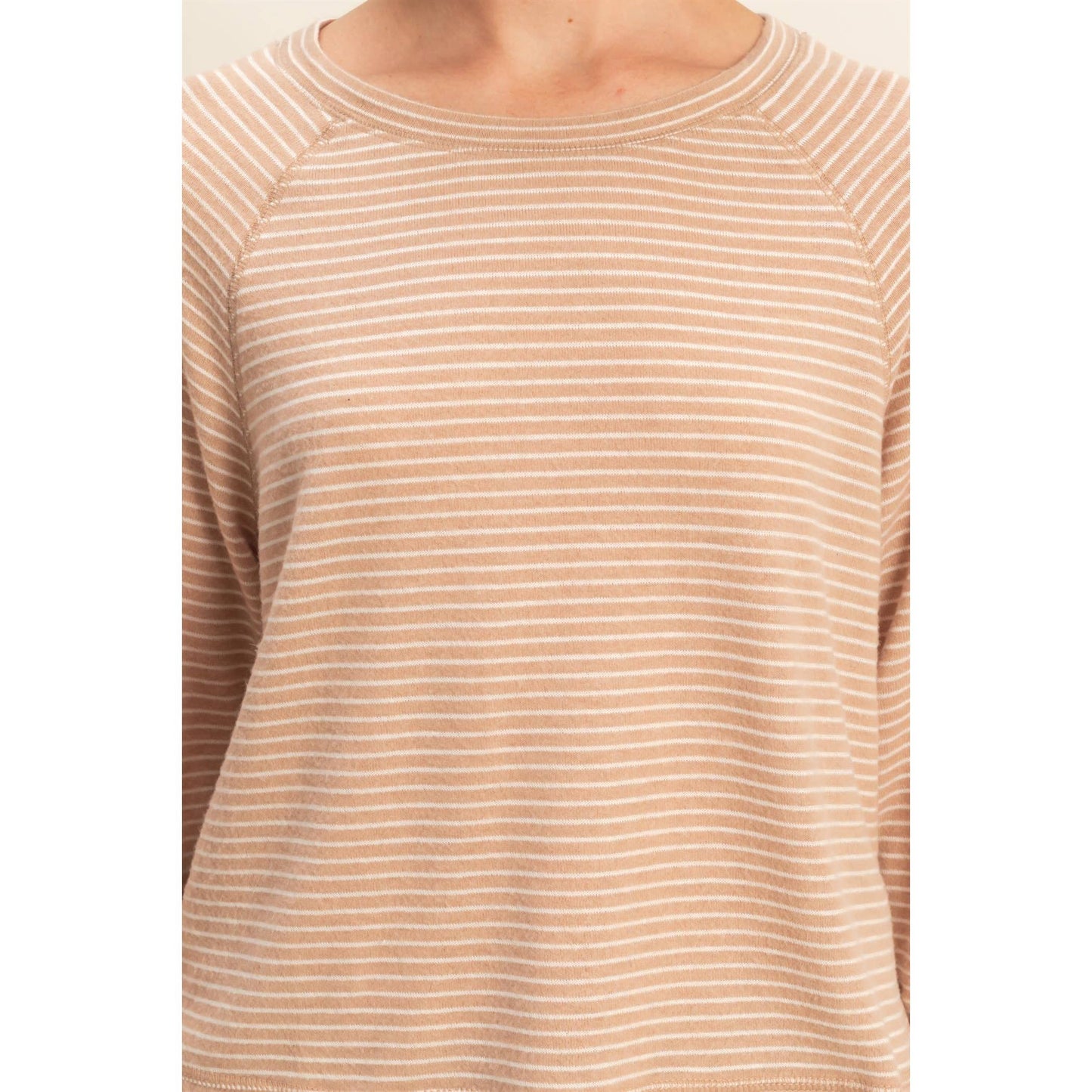 Striped Raglan Long Sleeve Top I Black/Cream