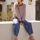 Navy Mixed Knit Stripe Pullover
