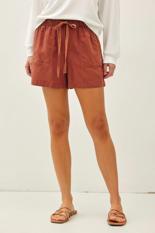 Everyday Easy Drawstring Shorts I Rust