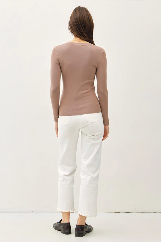 Mocha Basic Ribbed Top