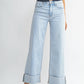 Cuffed Wide Leg Ankle Jeans