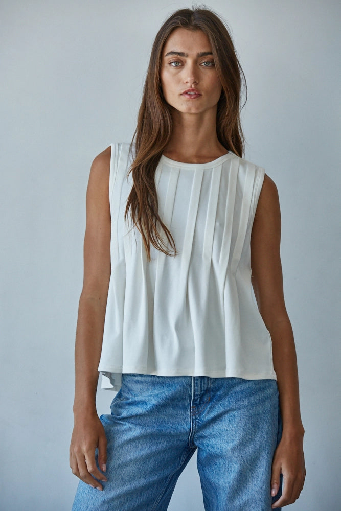 White Pleated Top