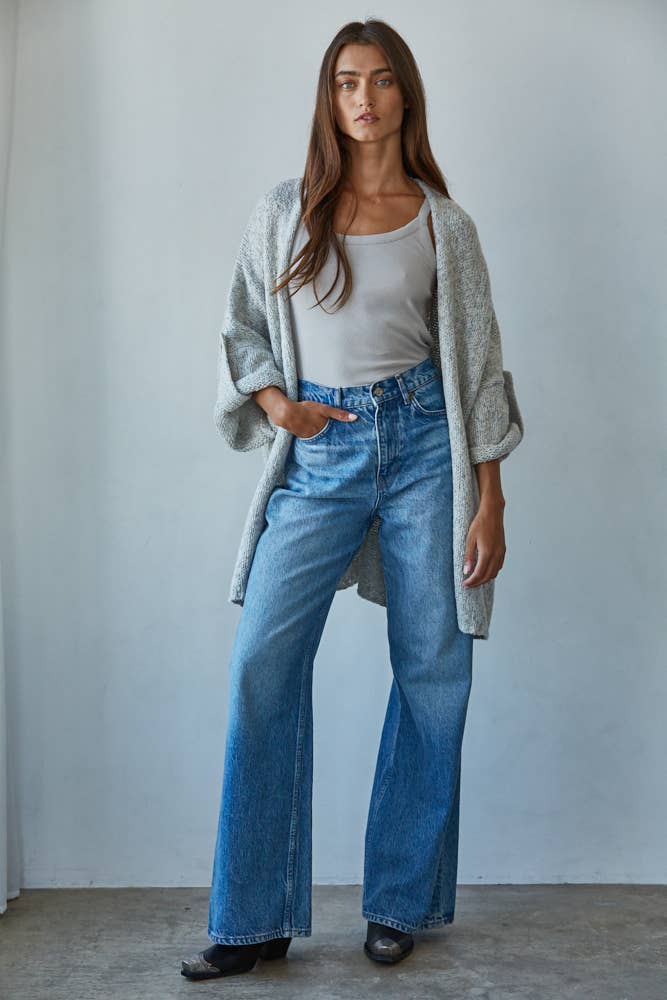 Folded Open Front Cardigan
