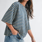 Oversized Stripe Boyfriend Tee I Blue