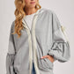 Lace-Trimmed Balloon Sleeve Zip Hoodie