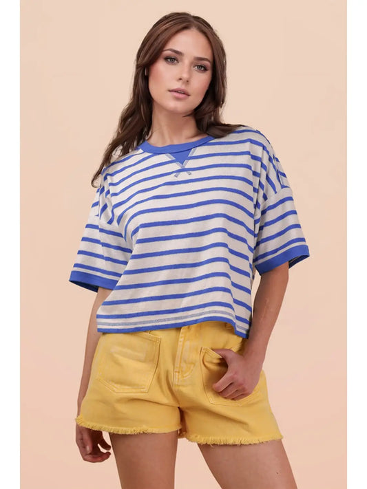 Blue Pop Stripe Boxy Tee