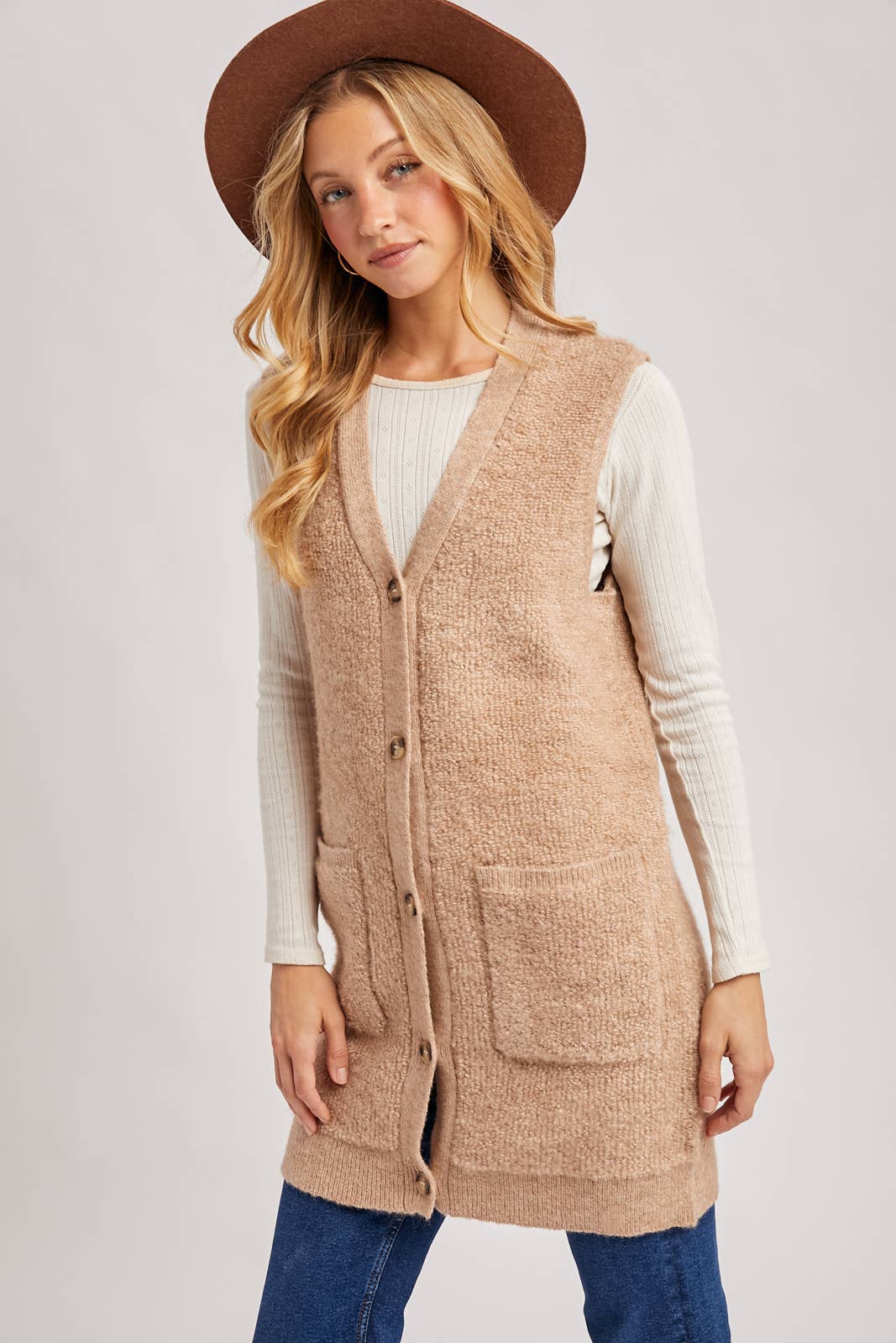 Teddy Knit Longline Vest