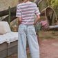 Vintage Washed Striped Cotton Tee