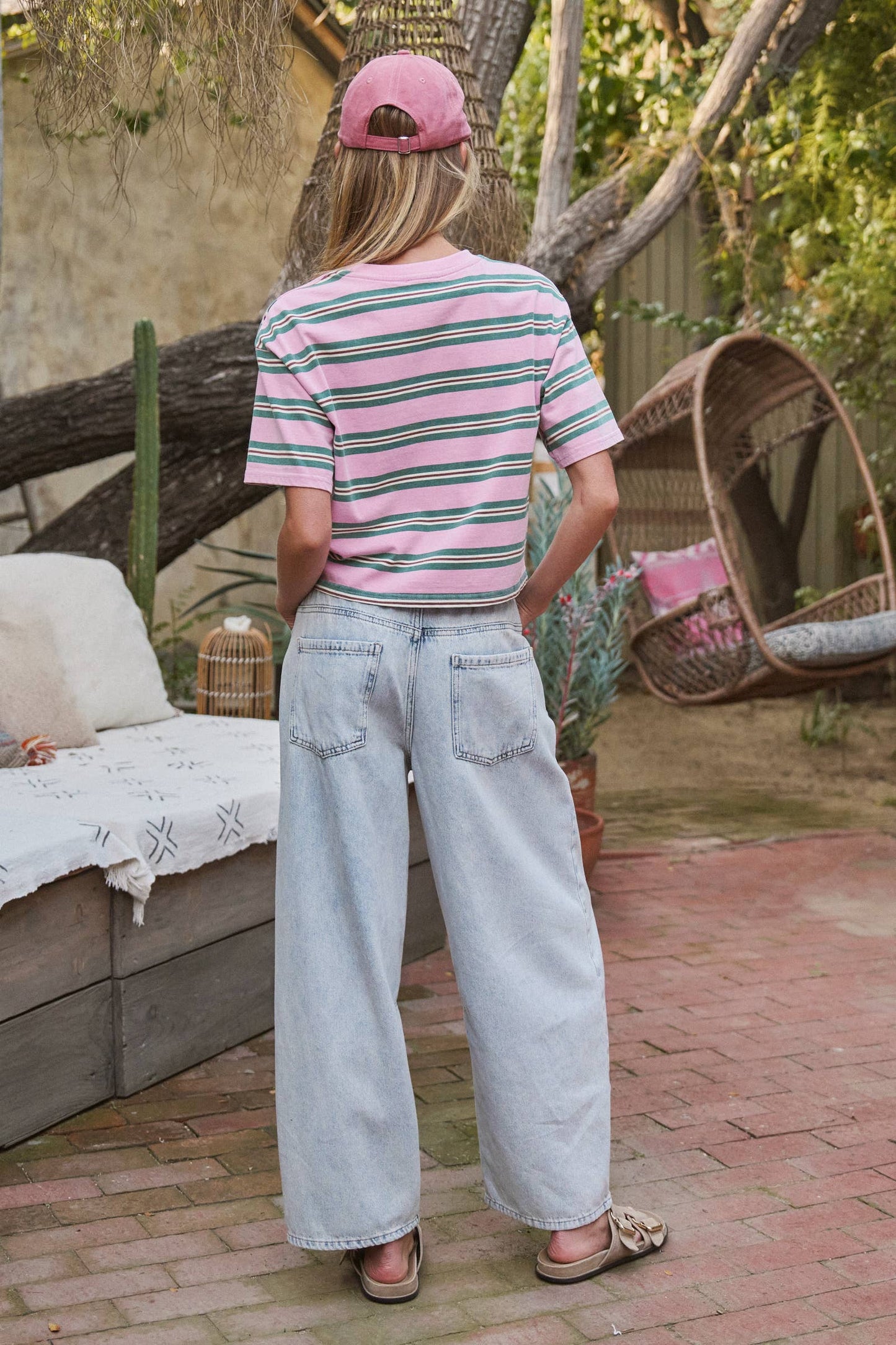 Vintage Washed Striped Cotton Tee