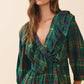 Plaid Ruffle-Trim Wrap Dress