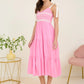 Embroidered Ribbon Tie Dress