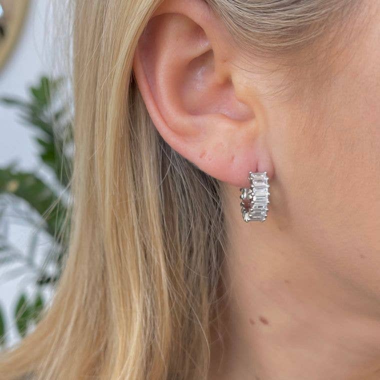 Esther Silver Diamond Hoops