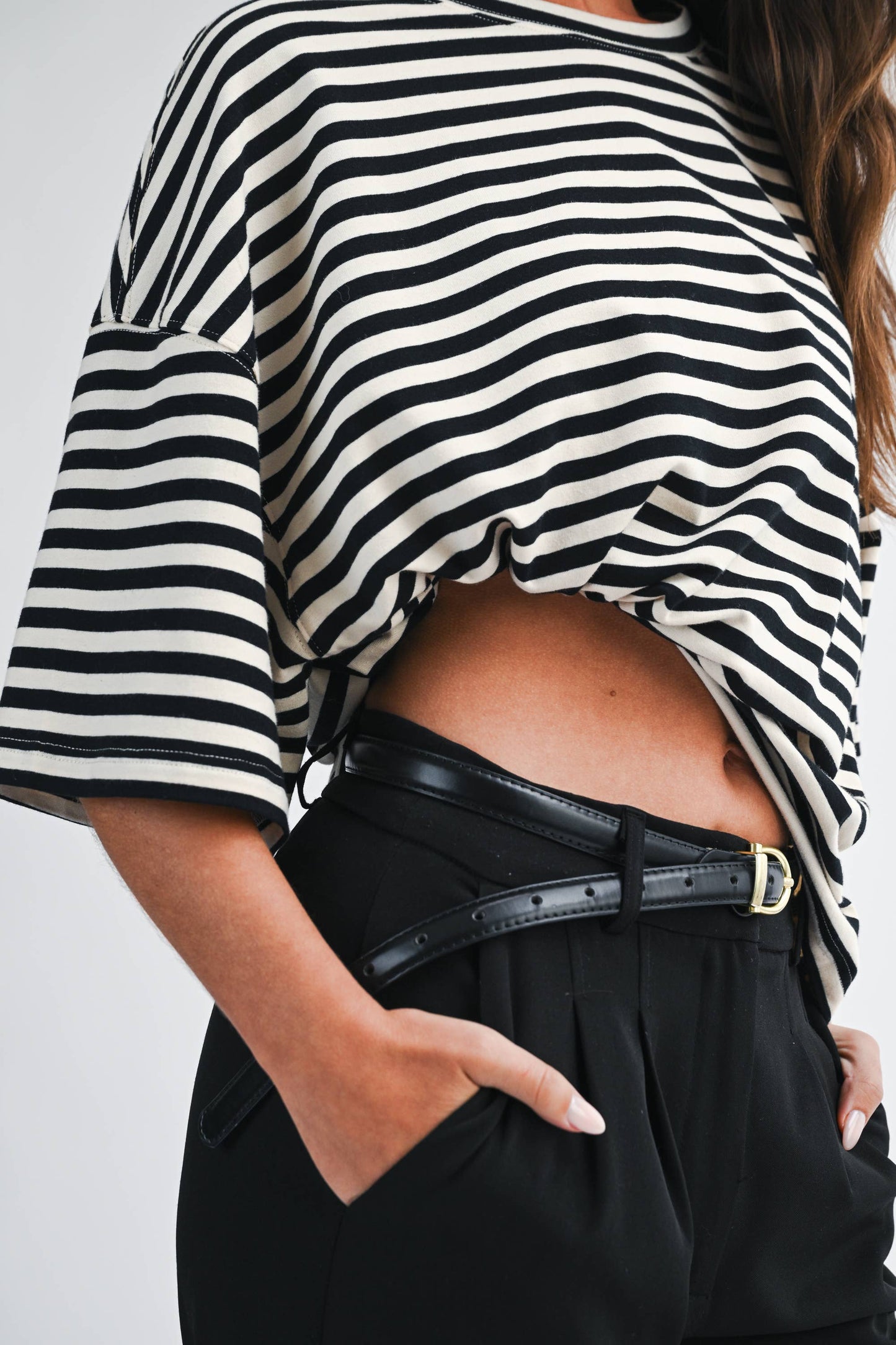 Oversized Stripe Boyfriend Tee I Blue