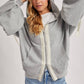 Lace-Trimmed Balloon Sleeve Zip Hoodie