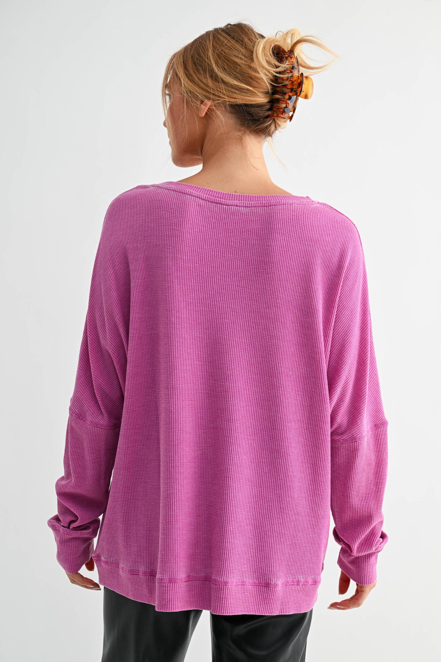 Orchid Waffle Ribbed Pullover