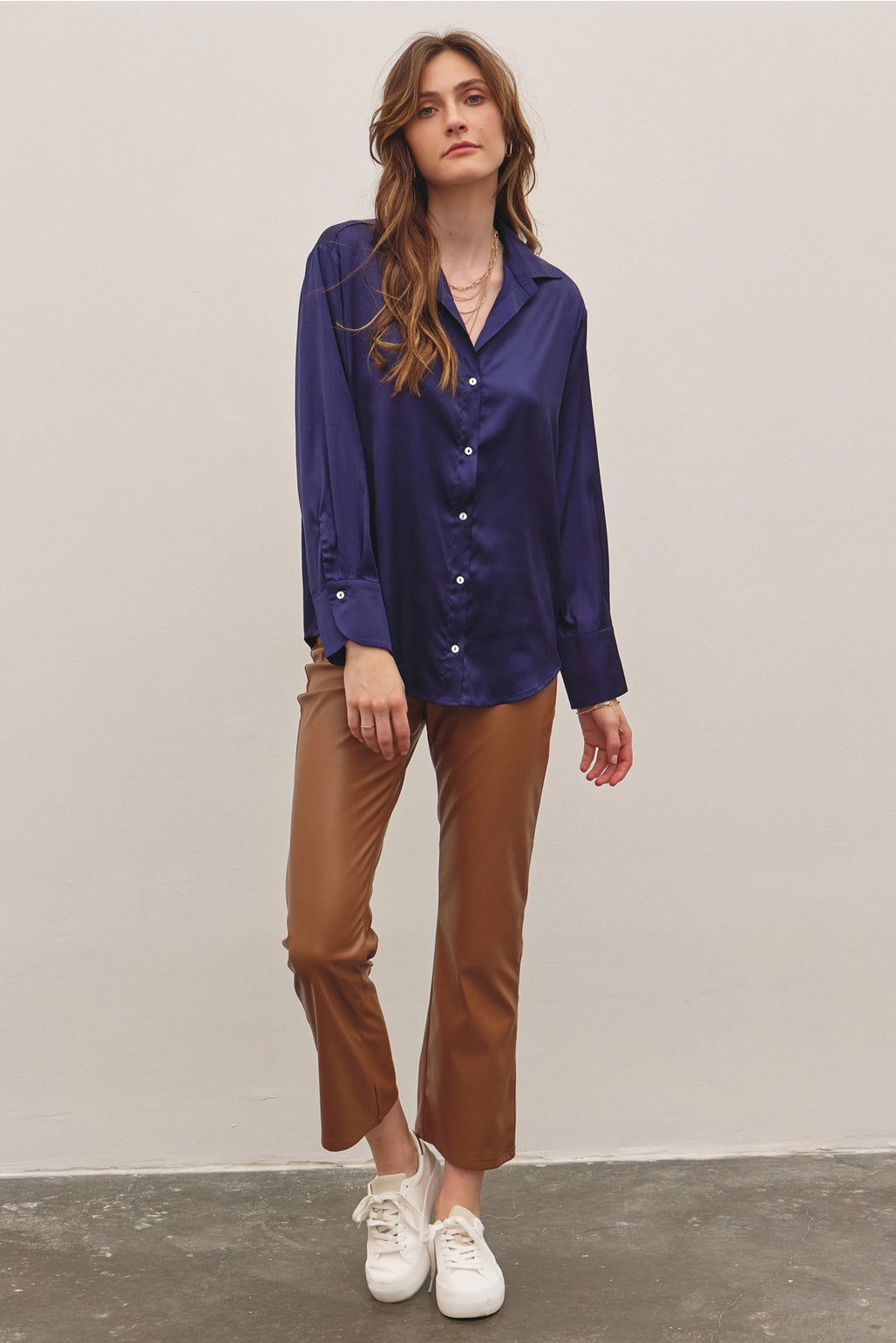 Long Sleeve Satin Blouse