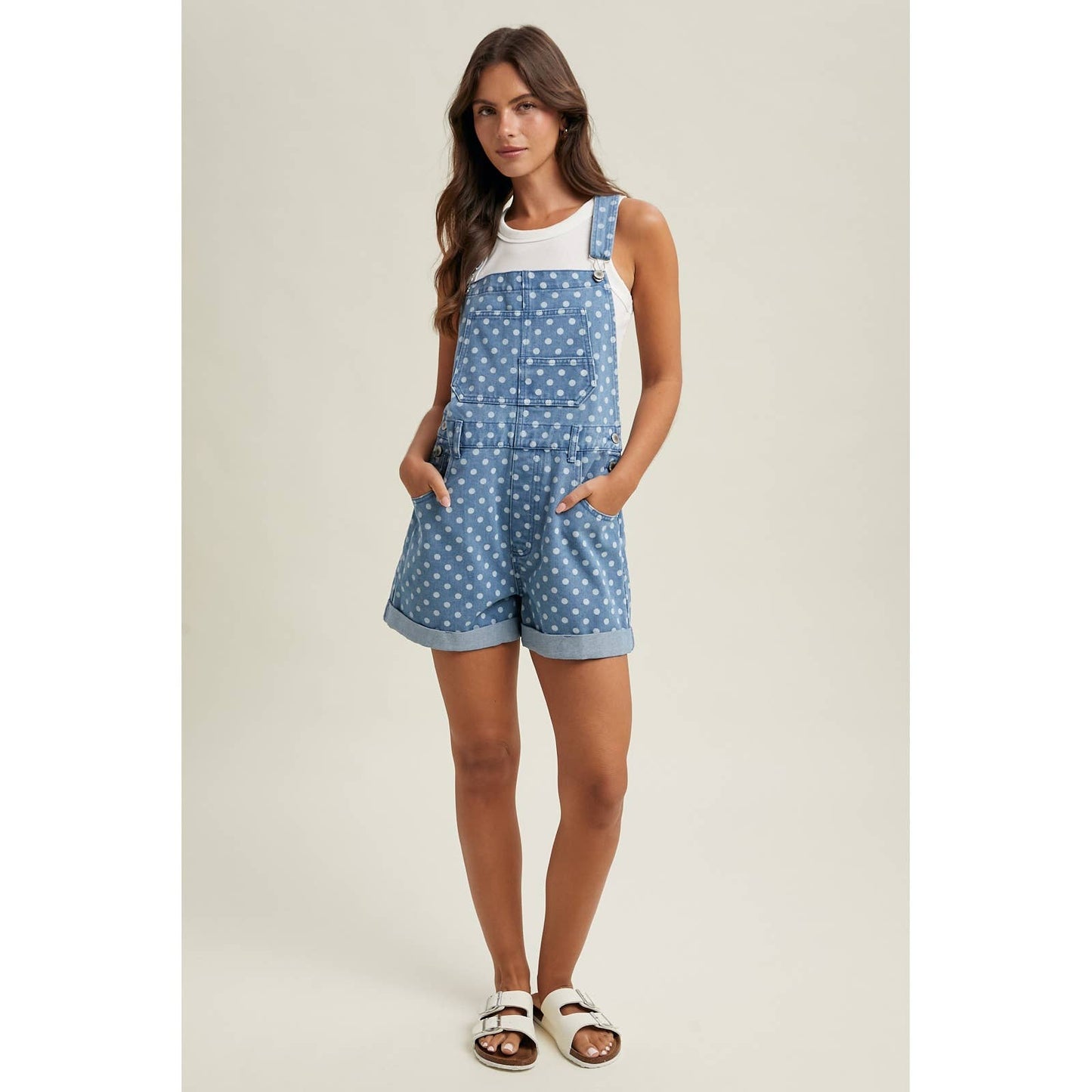 Polka Dot Denim Overalls